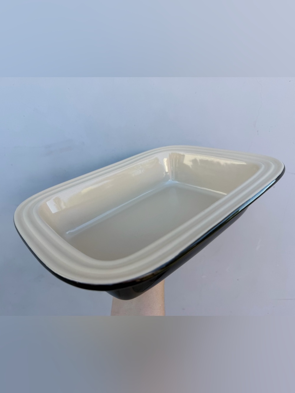Le Creuset Cream & Black Rectangular Stoneware Dish